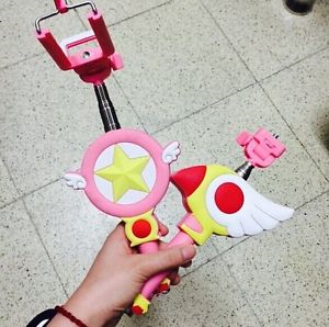 Bastão de Selfie Monopod Estrela e Chave Sakura Card Captors p/ Câmera e Celular